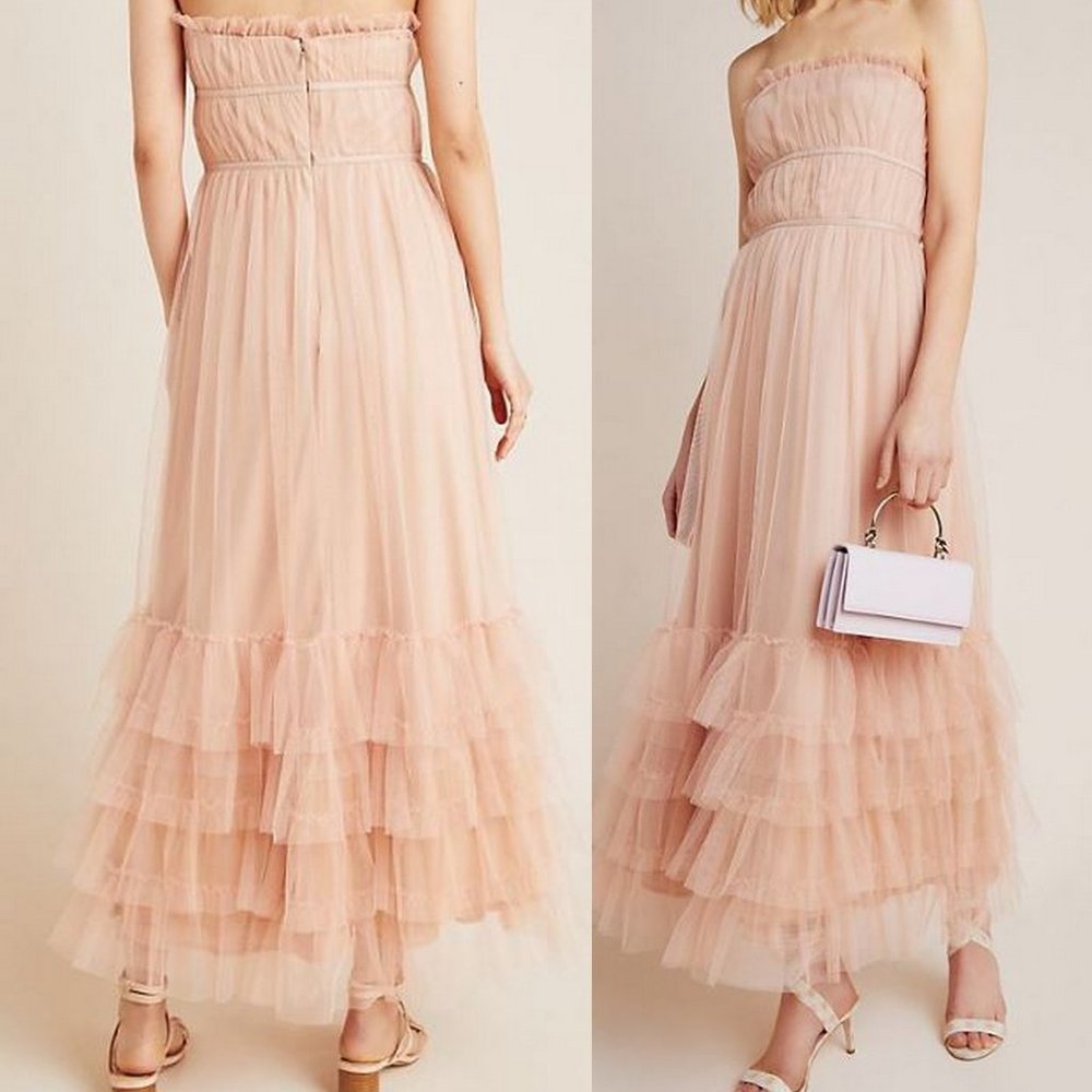 NWT Anthropologie Eva Graciela Tiered Tulle Maxi Dress